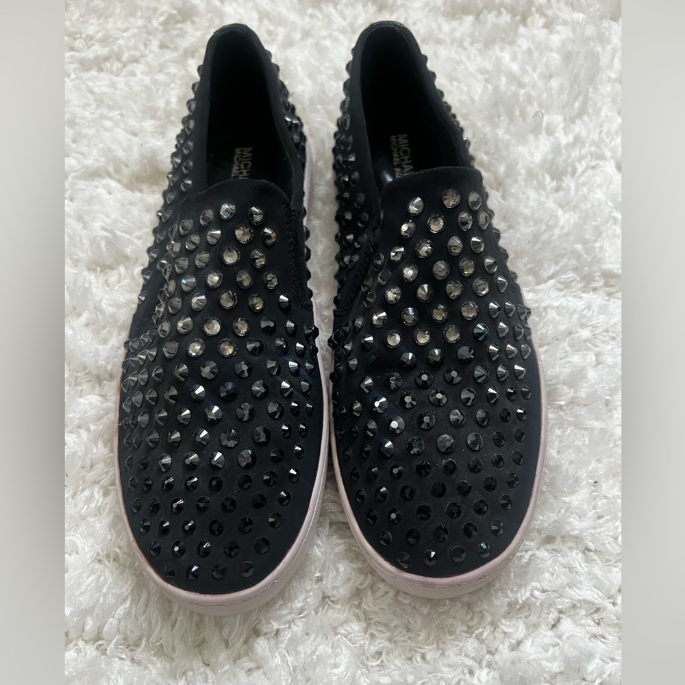 Michael Kors Black Studded Slip-On Sneakers